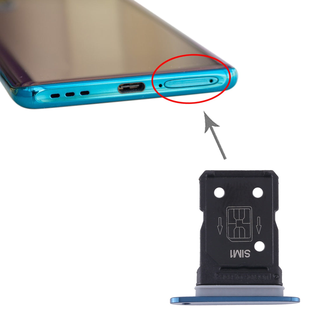 For-OPPO-Find-X2-SIM-Card-Tray-+-SIM-Card-Tray-(Blue)