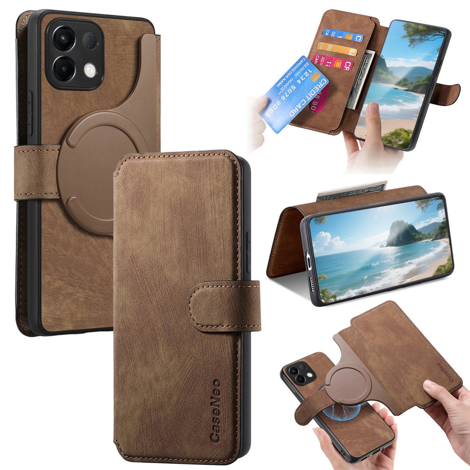 For-OPPO-K12s-/-K13x-/-K13-CaseNeo-MagSafe-RFID-Anti-theft-Retro-Leather-Phone-Case(Brown)