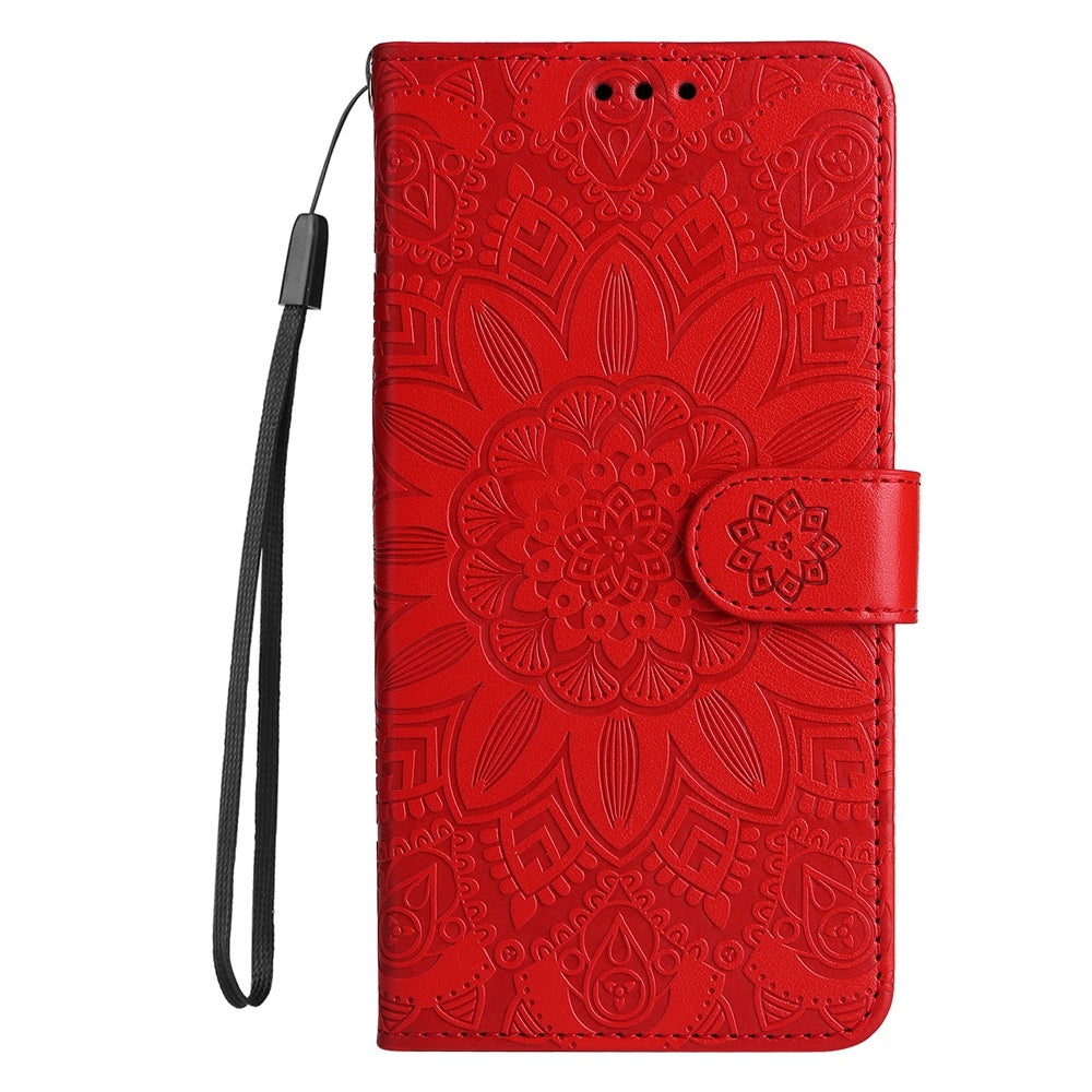 For-OPPO-K12x-Embossed-Sunflower-Leather-Phone-Case(Red)