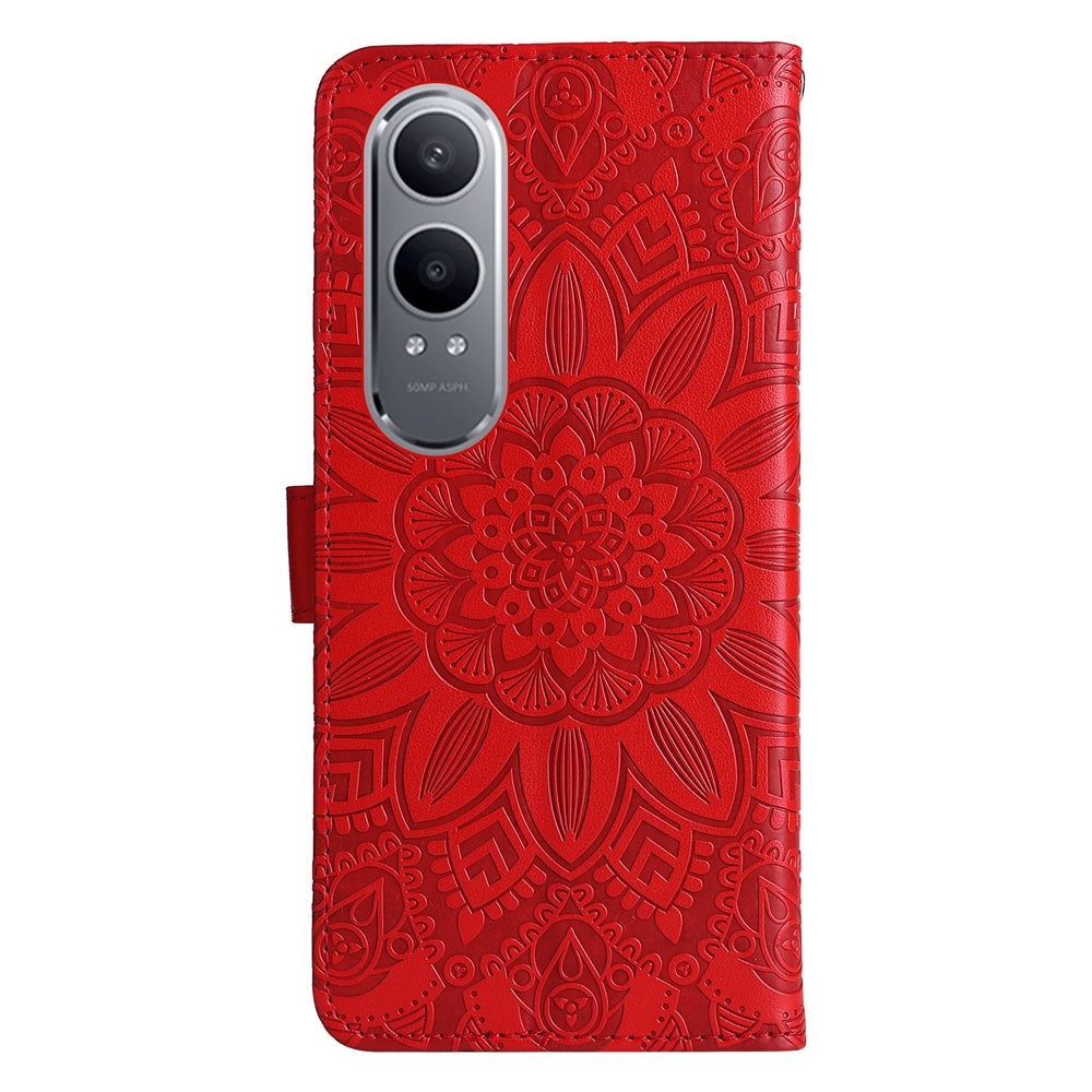 For-OPPO-K12x-Embossed-Sunflower-Leather-Phone-Case(Red)