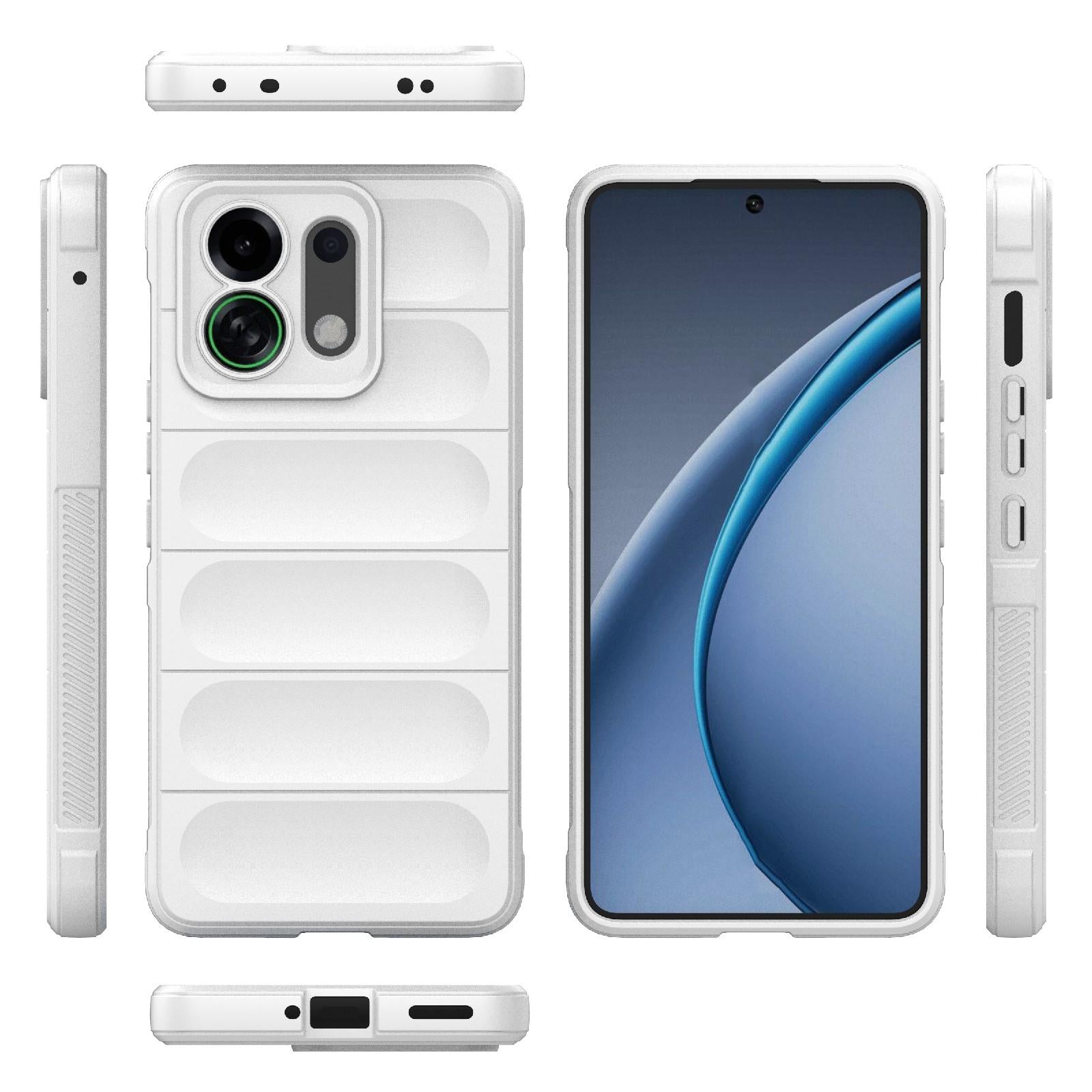 For-OPPO-K13-Turbo-5G-/-Turbo-Pro-5G-Magic-Shield-TPU-+-Flannel-Phone-Case(White)