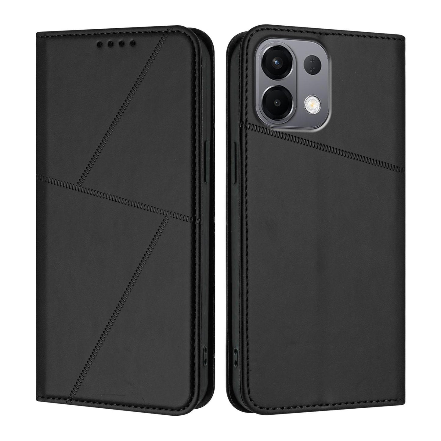 For-OPPO-K13-5G-Strong-Magnetic-Frosted-Flip-Leather-Phone-Case(Black)