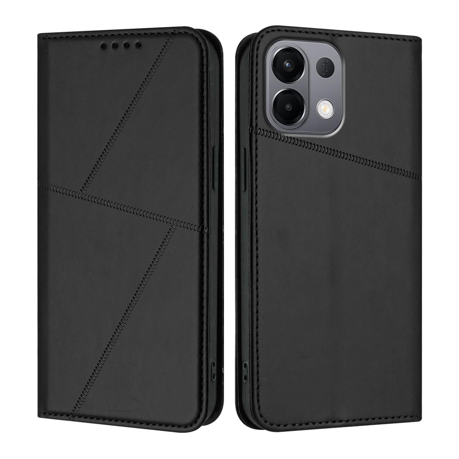 For-OPPO-K13-5G-Strong-Magnetic-Frosted-Flip-Leather-Phone-Case(Black)