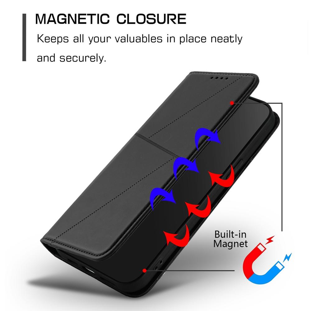 For-OPPO-K13-5G-Strong-Magnetic-Frosted-Flip-Leather-Phone-Case(Black)