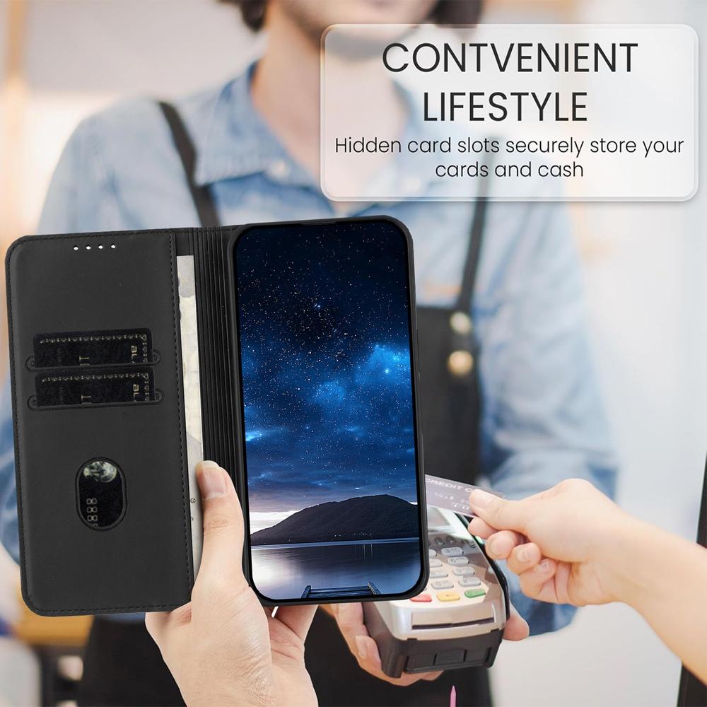 For-OPPO-K13-5G-Strong-Magnetic-Frosted-Flip-Leather-Phone-Case(Black)