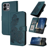 For-OPPO-K13-5G-Datura-Flower-Embossed-Flip-Leather-Phone-Case(Dark-Green)