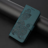 For-OPPO-K13-5G-Datura-Flower-Embossed-Flip-Leather-Phone-Case(Dark-Green)