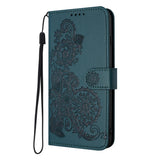 For-OPPO-K13-5G-Datura-Flower-Embossed-Flip-Leather-Phone-Case(Dark-Green)