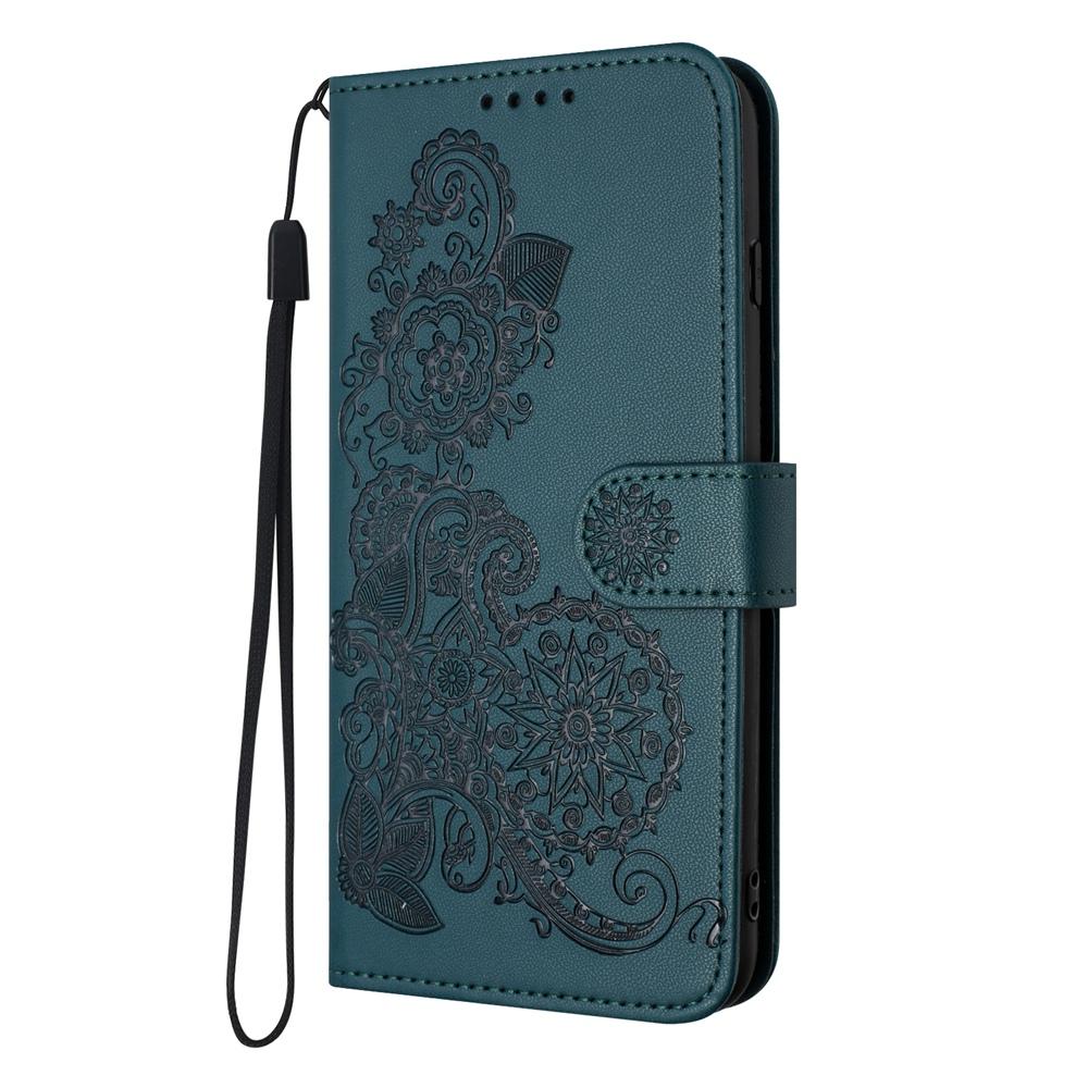 For-OPPO-K13-5G-Datura-Flower-Embossed-Flip-Leather-Phone-Case(Dark-Green)