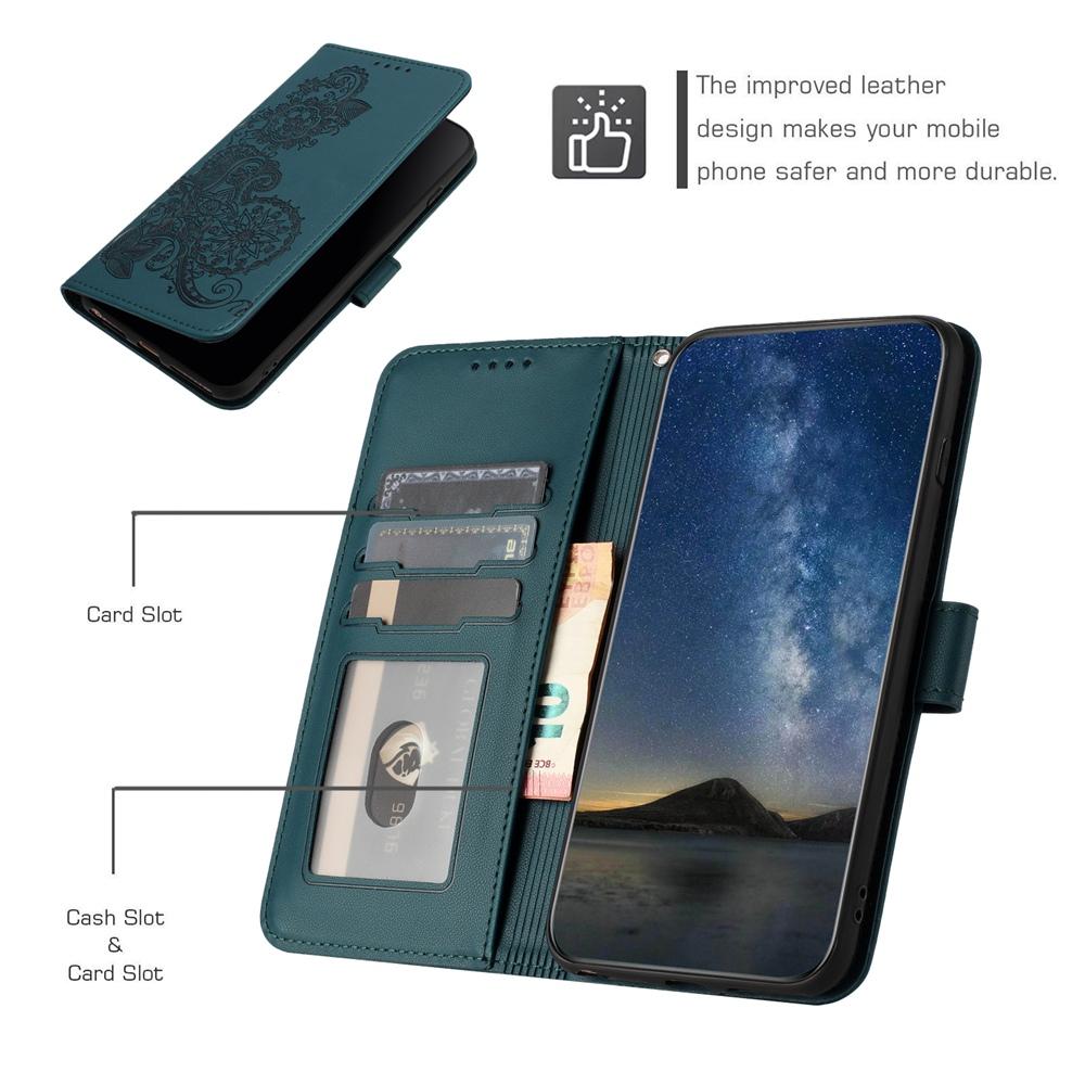 For-OPPO-K13-5G-Datura-Flower-Embossed-Flip-Leather-Phone-Case(Dark-Green)