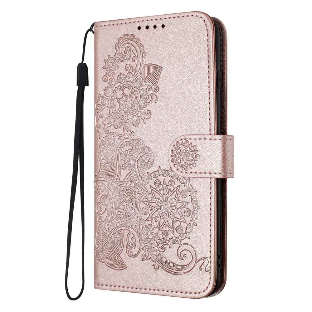 For-OPPO-K13-5G-Datura-Flower-Embossed-Flip-Leather-Phone-Case(Rose-Gold)