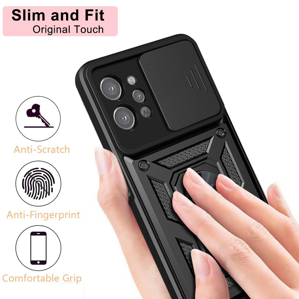 For-OPPO-Realme-C31-Sliding-Camera-Cover-Design-TPU+PC-Phone-Case(Red)