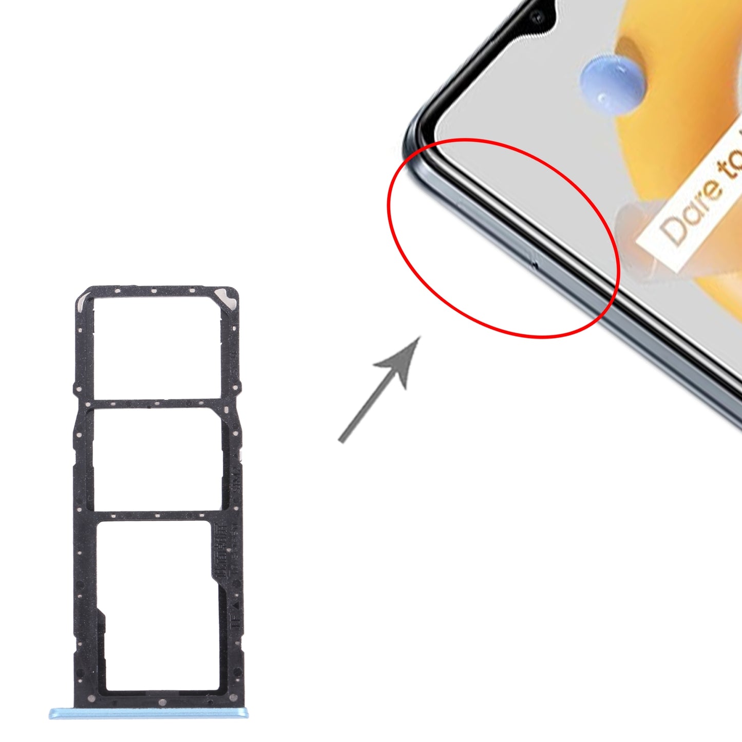 For-OPPO-Realme-C20-/-Realme-C20A-RMX3063,-RMX3061-SIM-Card-Tray-+-SIM-Card-Tray-+-Micro-SD-Card-Tray-(Blue)
