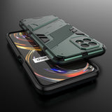 For-OPPO-Realme-8i-Punk-Armor-2-in-1-PC-+-TPU-Shockproof-Phone-Case-with-Invisible-Holder(Green)