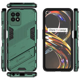 For-OPPO-Realme-8i-Punk-Armor-2-in-1-PC-+-TPU-Shockproof-Phone-Case-with-Invisible-Holder(Green)