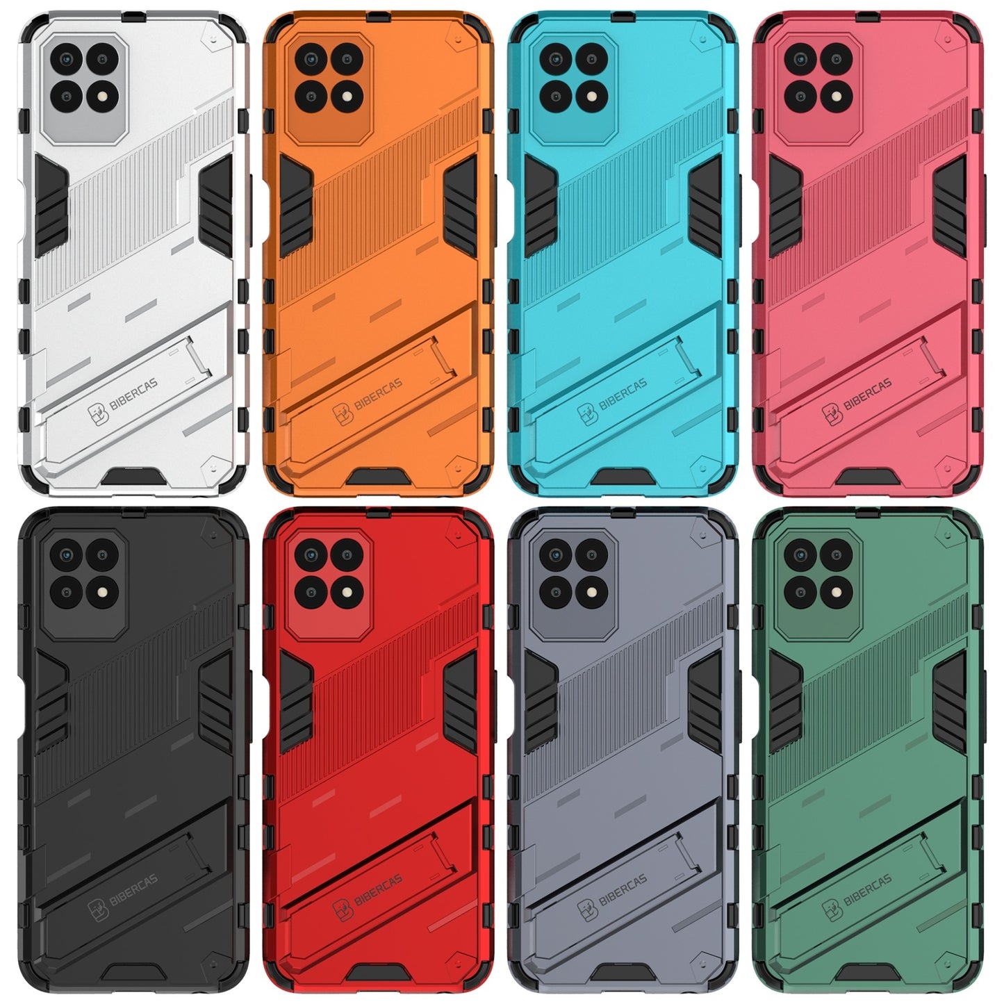 For-OPPO-Realme-8i-Punk-Armor-2-in-1-PC-+-TPU-Shockproof-Phone-Case-with-Invisible-Holder(Green)