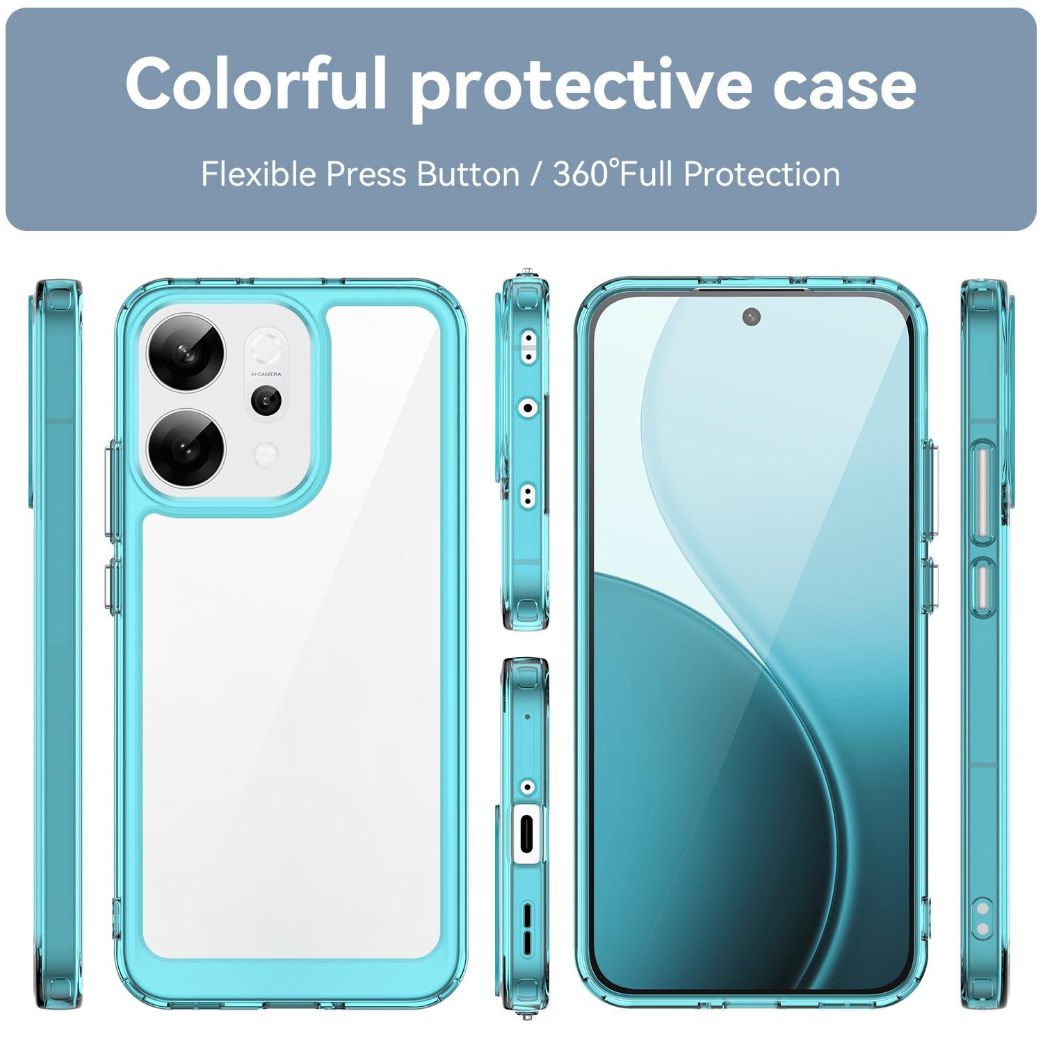 For-OPPO-Reno14-Global-Colorful-Series-Acrylic-Hybrid-TPU-Phone-Case(Transparent-Blue)