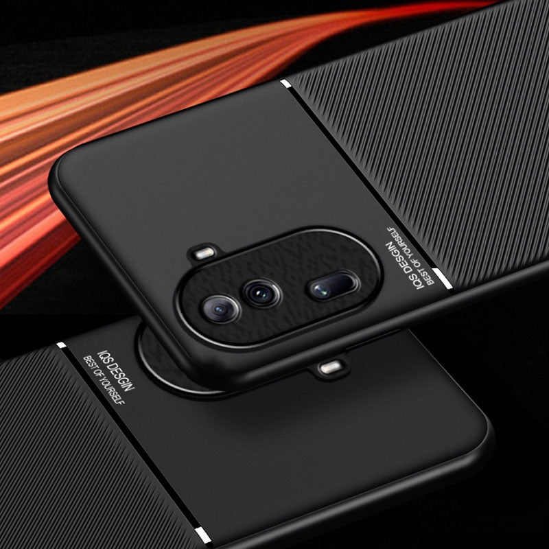 For-OPPO-Reno11-Pro-5G-China-Classic-Tilt-Strip-Grain-Magnetic-PC-Hybrid-TPU-Phone-Case(Black)