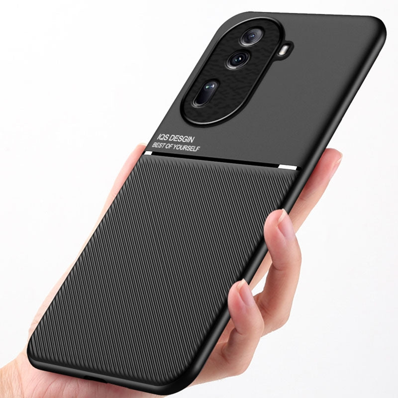 For-OPPO-Reno11-Pro-5G-China-Classic-Tilt-Strip-Grain-Magnetic-PC-Hybrid-TPU-Phone-Case(Black)