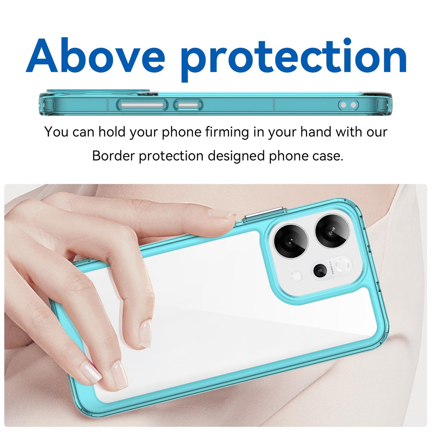 For-OPPO-Reno14-Global-Colorful-Series-Acrylic-Hybrid-TPU-Phone-Case(Transparent-Blue)