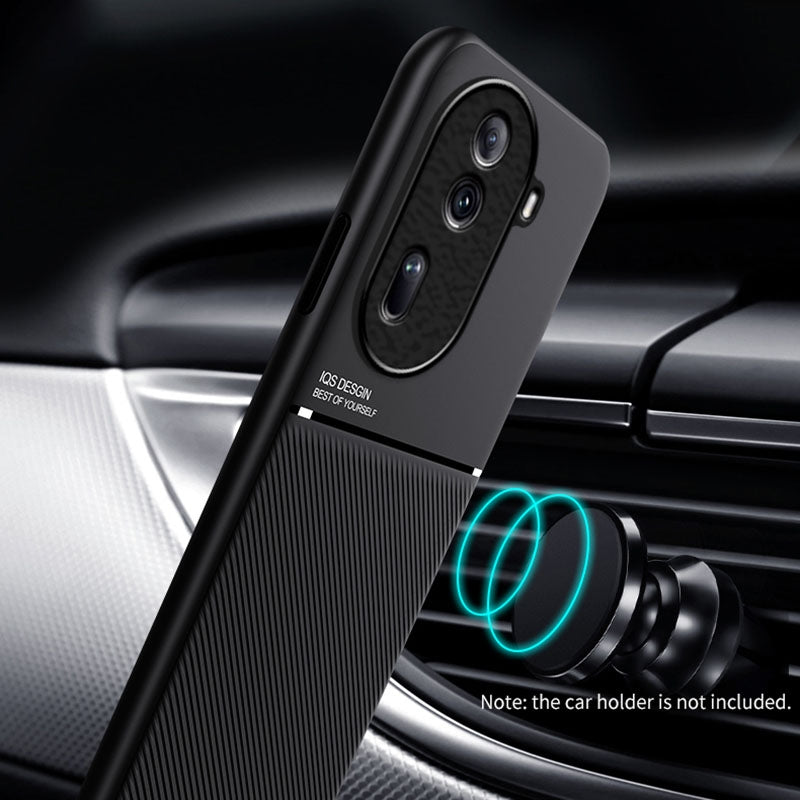 For-OPPO-Reno11-Pro-5G-China-Classic-Tilt-Strip-Grain-Magnetic-PC-Hybrid-TPU-Phone-Case(Black)