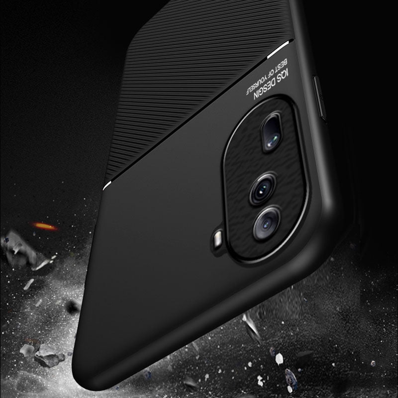 For-OPPO-Reno11-Pro-5G-China-Classic-Tilt-Strip-Grain-Magnetic-PC-Hybrid-TPU-Phone-Case(Black)