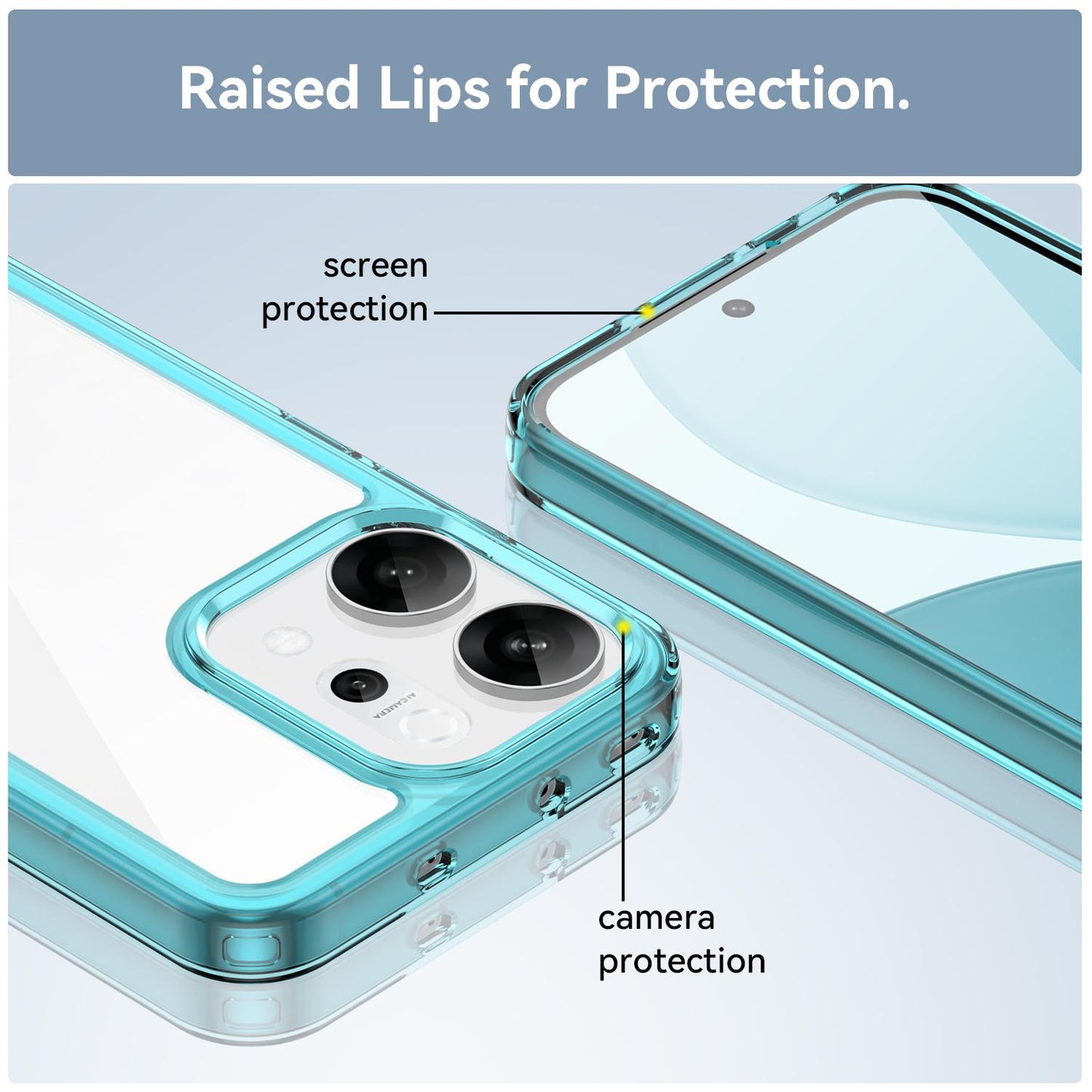 For-OPPO-Reno14-Global-Colorful-Series-Acrylic-Hybrid-TPU-Phone-Case(Transparent-Blue)
