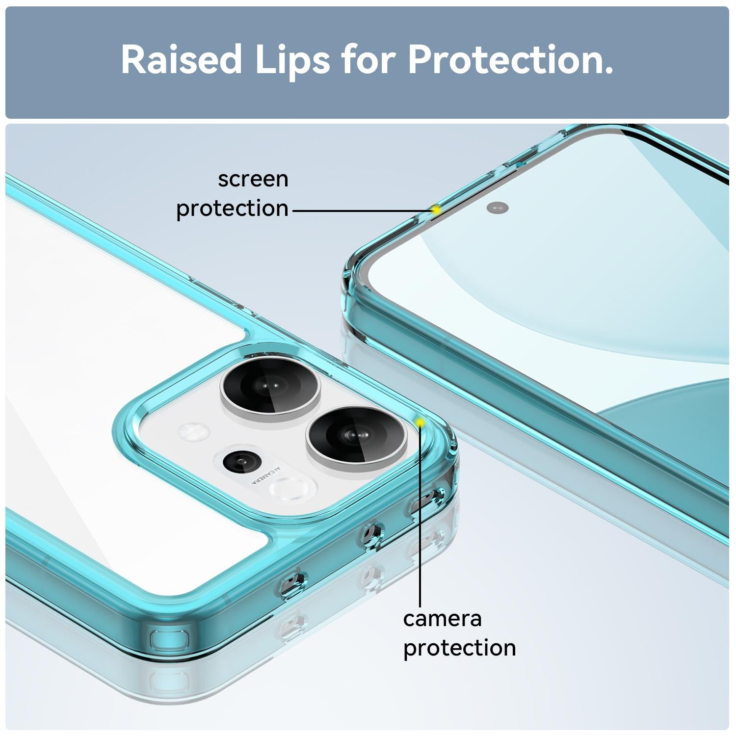 For-OPPO-Reno14-Global-Colorful-Series-Acrylic-Hybrid-TPU-Phone-Case(Transparent-Blue)