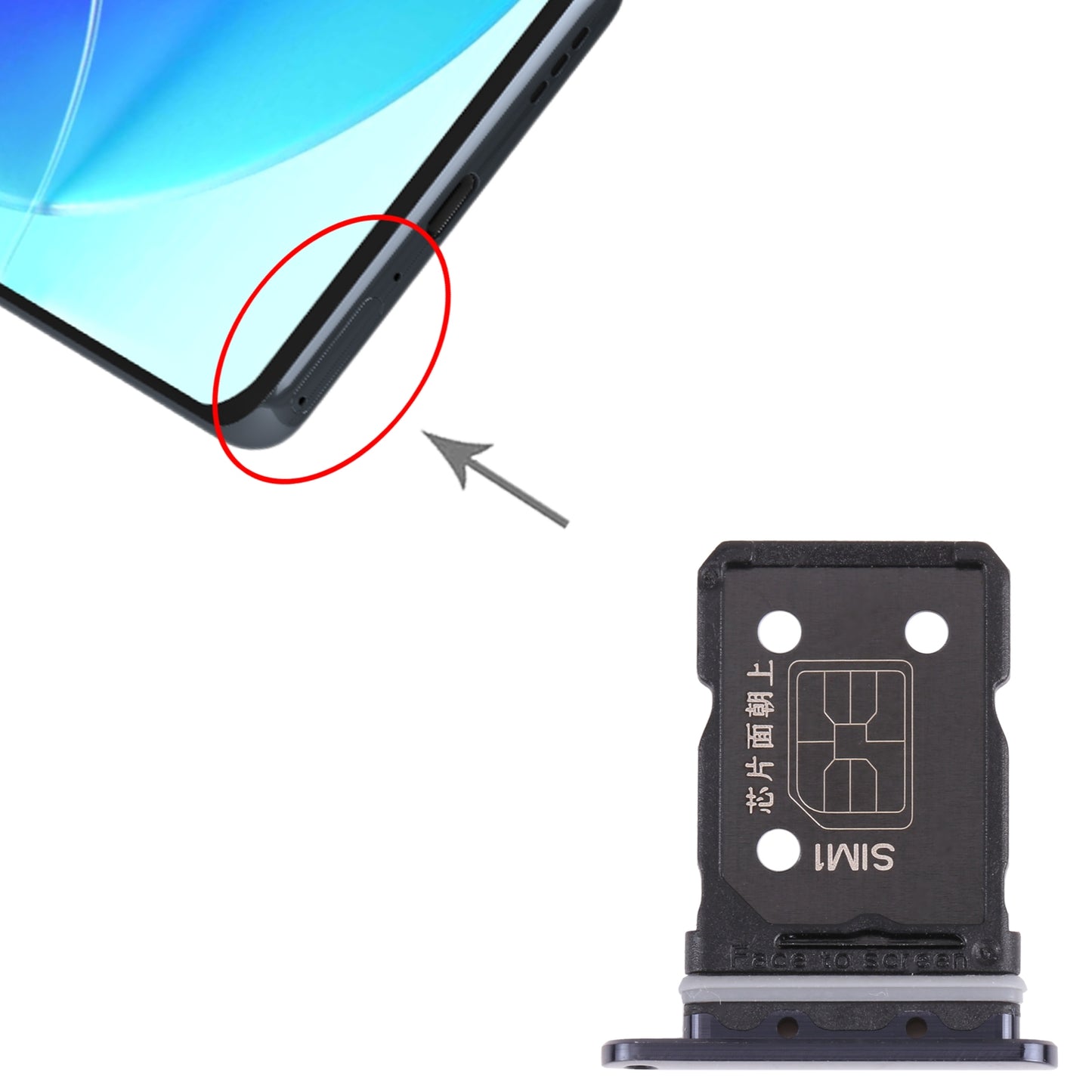 For-OPPO-Reno6-Pro-5G-SIM-Card-Tray-+-SIM-Card-Tray-(Black)