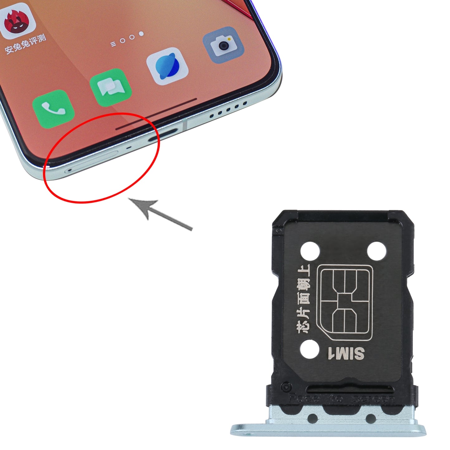 For-OPPO-Reno8-Pro+-/-Reno8-Pro-5G-/-Reno8-Pro-China-SIM-Card-Tray-+-SIM-Card-Tray-(Green)