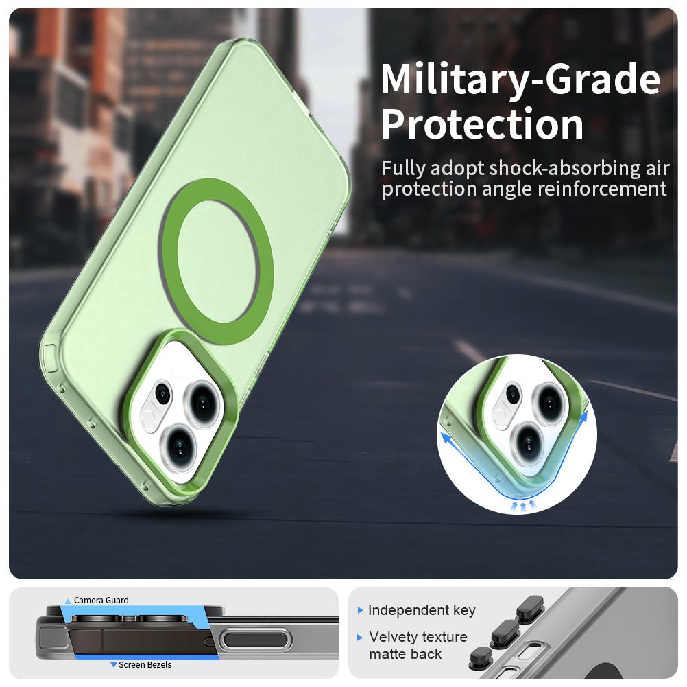 For-OPPO-Reno14-Global-Candy-Magsafe-PC-Hybrid-TPU-Phone-Case(Green)