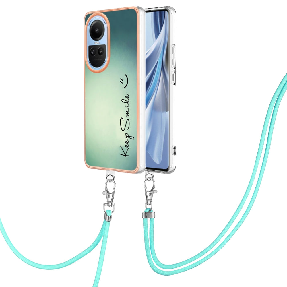 For-OPPO-Reno10-5G-Global-Electroplating-Dual-side-IMD-Phone-Case-with-Lanyard(Smile)