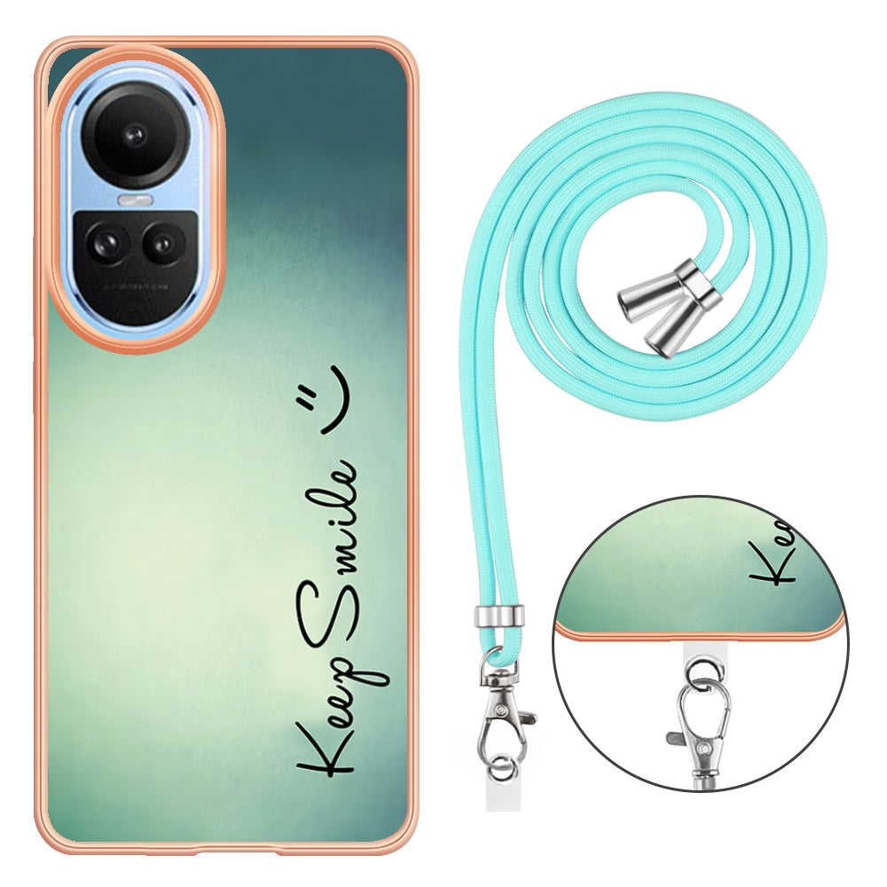 For-OPPO-Reno10-5G-Global-Electroplating-Dual-side-IMD-Phone-Case-with-Lanyard(Smile)