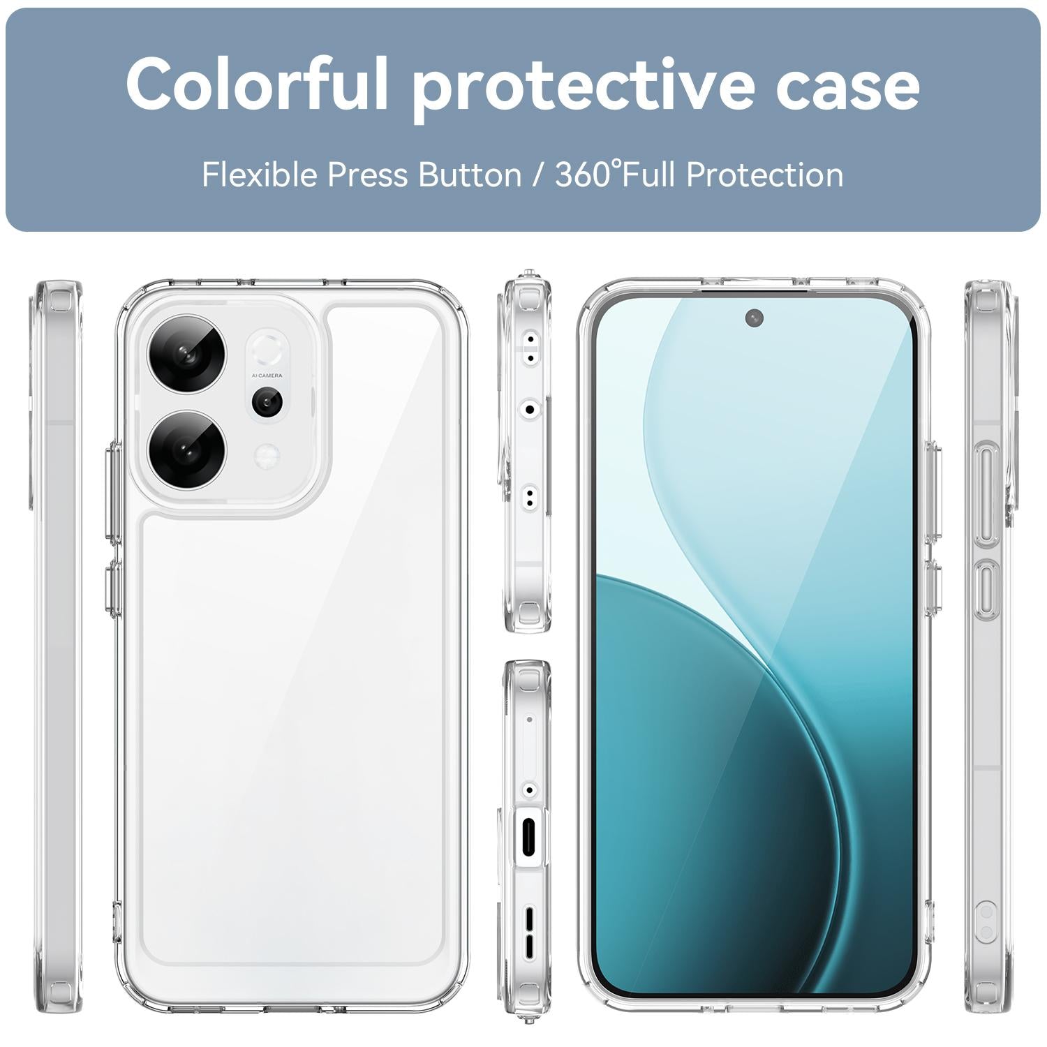 For-OPPO-Reno14-Global-Colorful-Series-Acrylic-Hybrid-TPU-Phone-Case(Transparent)