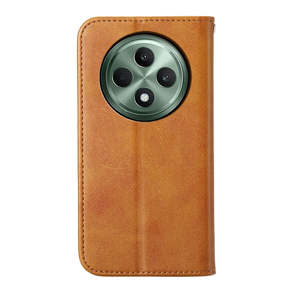 For-OPPO-Reno12-F-4G-/-5G-/-F27-India-Cubic-Grid-Calf-Texture-Magnetic-Leather-Phone-Case(Yellow)