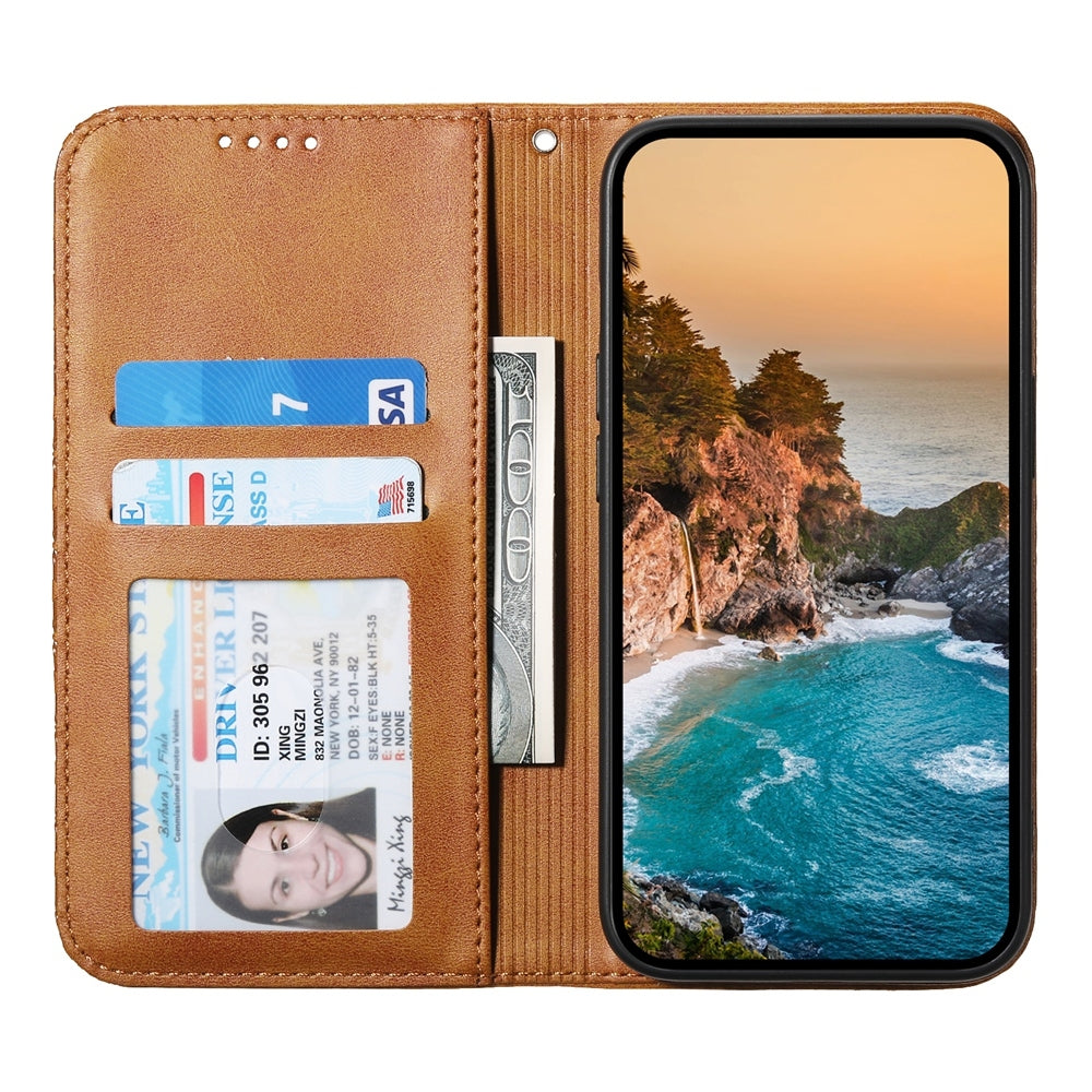 For-OPPO-Reno12-F-4G-/-5G-/-F27-India-Cubic-Grid-Calf-Texture-Magnetic-Leather-Phone-Case(Yellow)