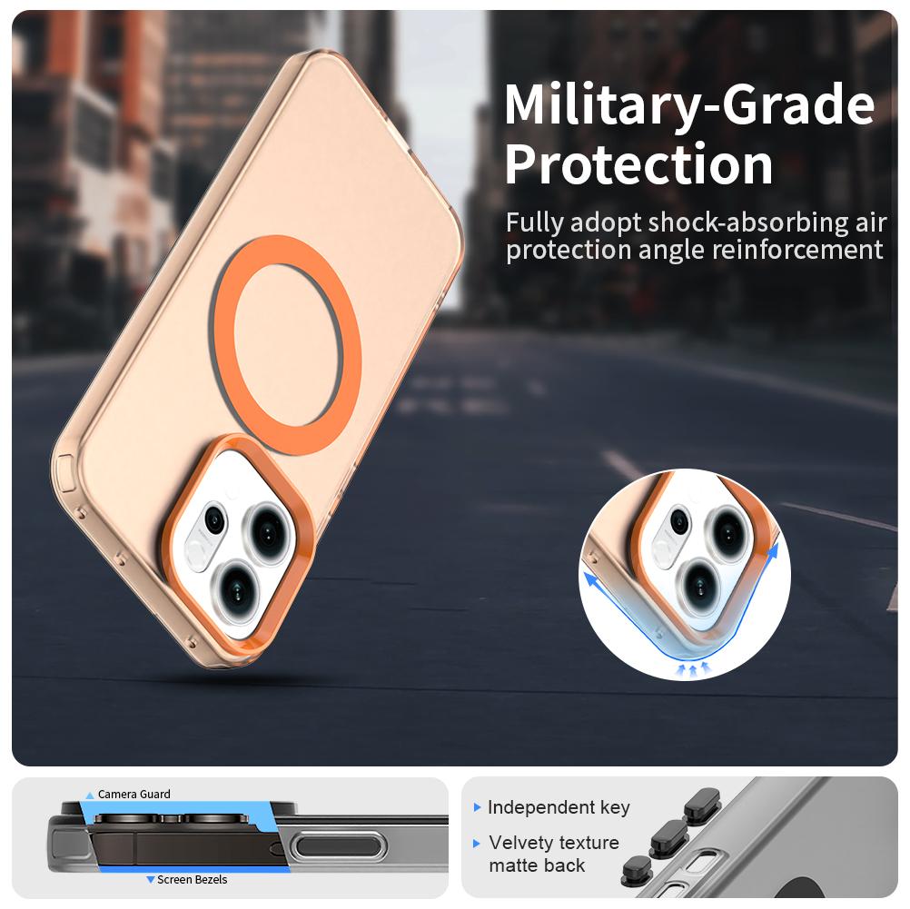 For-OPPO-Reno14-Global-Candy-Magsafe-PC-Hybrid-TPU-Phone-Case(Orange)