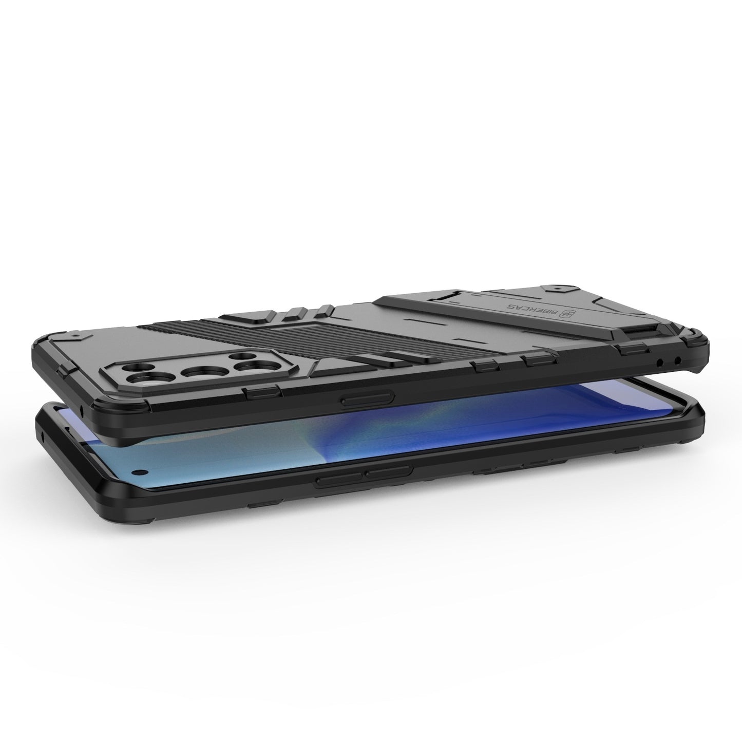 For-OPPO-Reno5-Pro-Punk-Armor-2-in-1-PC-+-TPU-Shockproof-Case-with-Invisible-Holder(Black)
