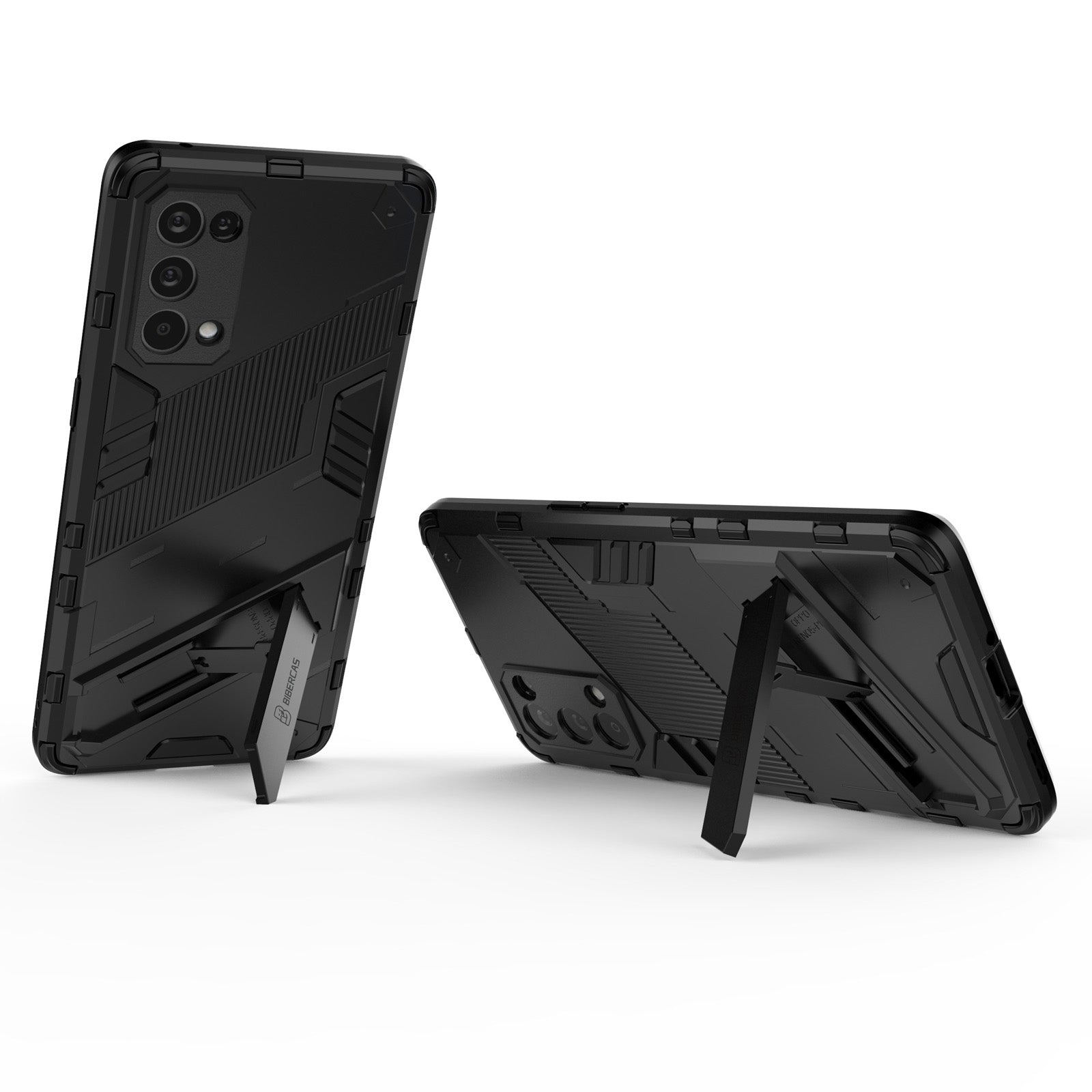 For-OPPO-Reno5-Pro-Punk-Armor-2-in-1-PC-+-TPU-Shockproof-Case-with-Invisible-Holder(Black)