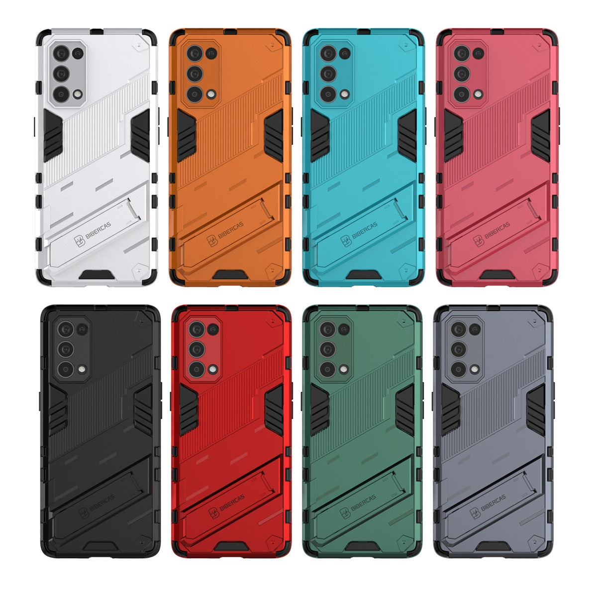 For-OPPO-Reno5-Pro-Punk-Armor-2-in-1-PC-+-TPU-Shockproof-Case-with-Invisible-Holder(Black)