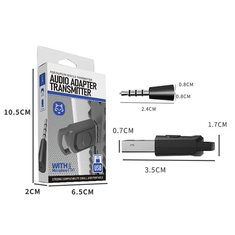 For-PS4-/-PS5-/-PC-HS-PS5101-Bluetooth-5.0-Adapter-Audio-Receiver-Wireless-Headset-Transmitter(Black)