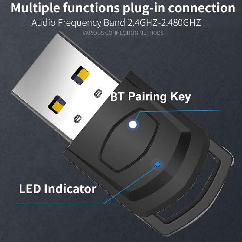 For-PS4-/-PS5-/-PC-HS-PS5101-Bluetooth-5.0-Adapter-Audio-Receiver-Wireless-Headset-Transmitter(Black)