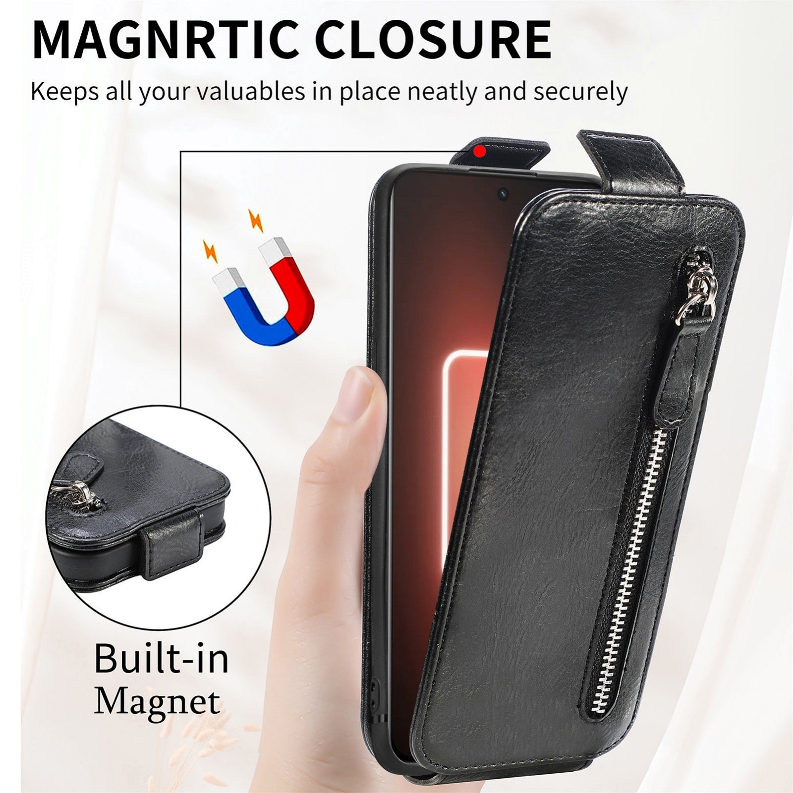 For-Realme-12-Pro-Zipper-Wallet-Vertical-Flip-Leather-Phone-Case(Pink)