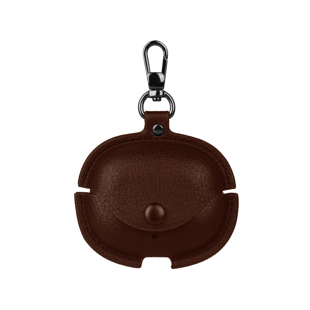 For-Realme-Buds-Air-5-Pro-Leather-Earphone-Protective-Case-with-Hook(Dark-Brown)