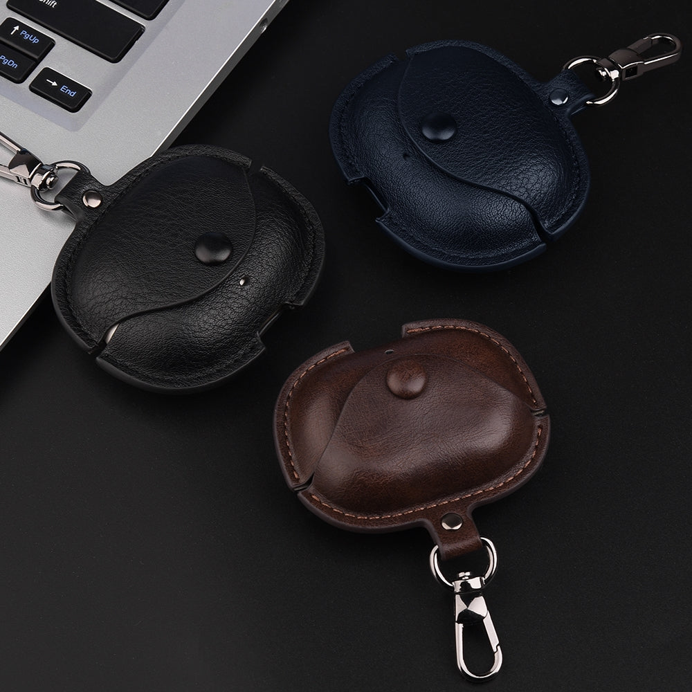 For-Realme-Buds-Air-5-Pro-Leather-Earphone-Protective-Case-with-Hook(Dark-Brown)