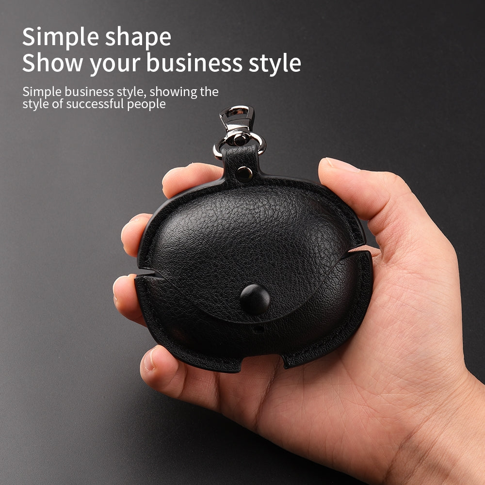 For-Realme-Buds-Air-5-Pro-Leather-Earphone-Protective-Case-with-Hook(Dark-Brown)