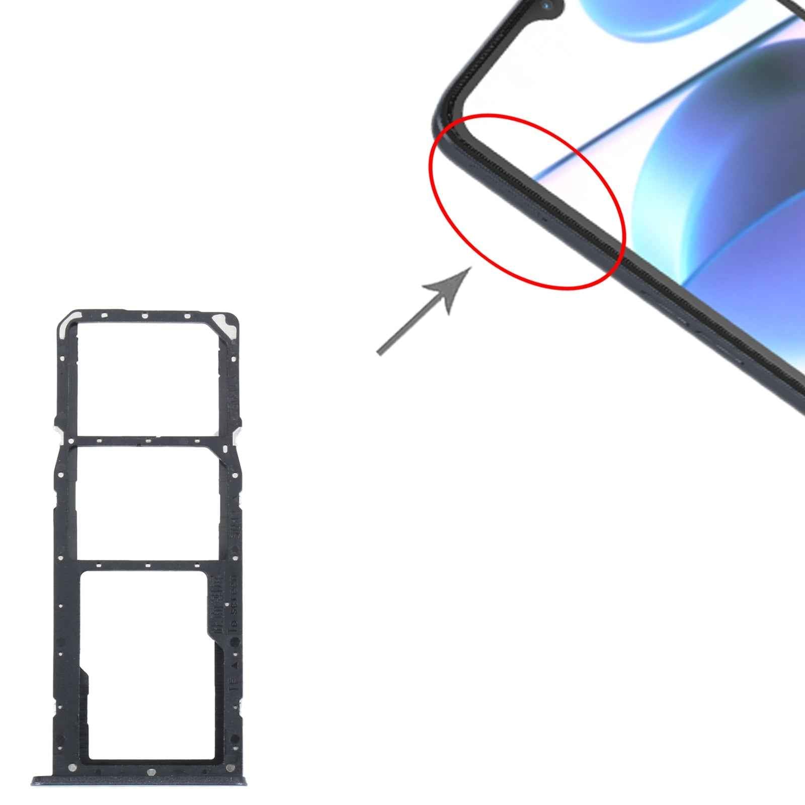 For-Realme-C35-SIM-Card-Tray-+-SIM-Card-Tray-+-Micro-SD-Card-Tray-(Black)