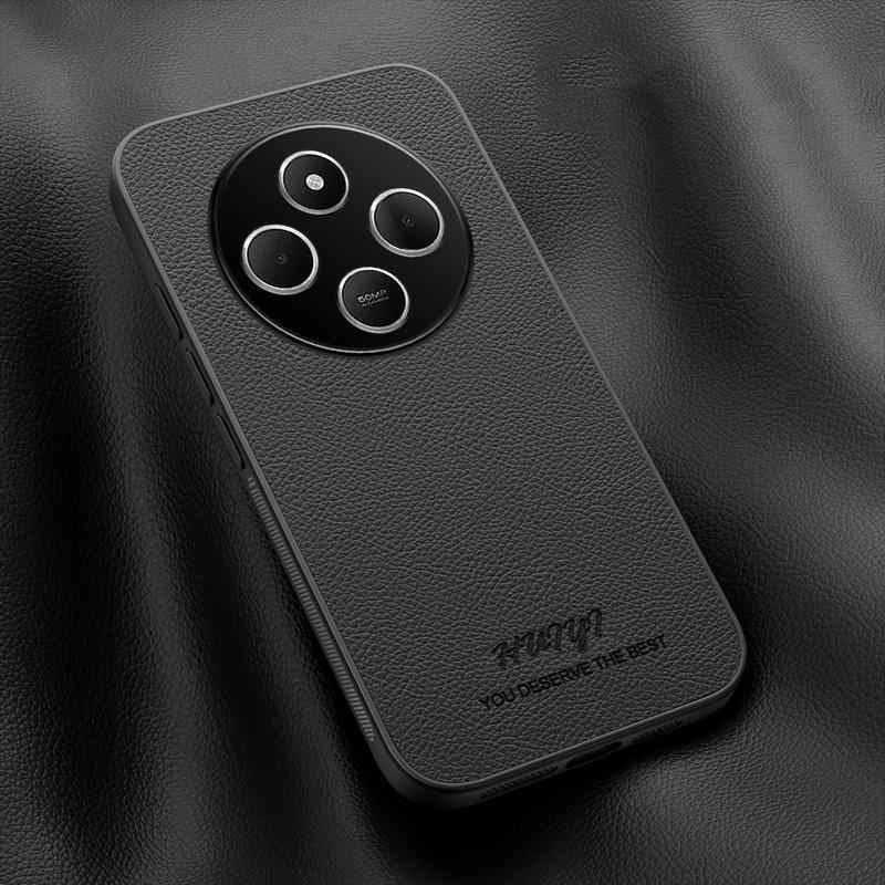 For-Redmi-14C-4G-HUIYI-Leather-Magnetic-Phone-Case(Black)