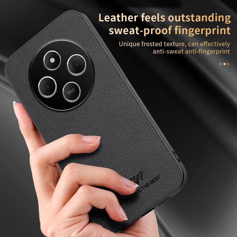 For-Redmi-14C-4G-HUIYI-Leather-Magnetic-Phone-Case(Black)