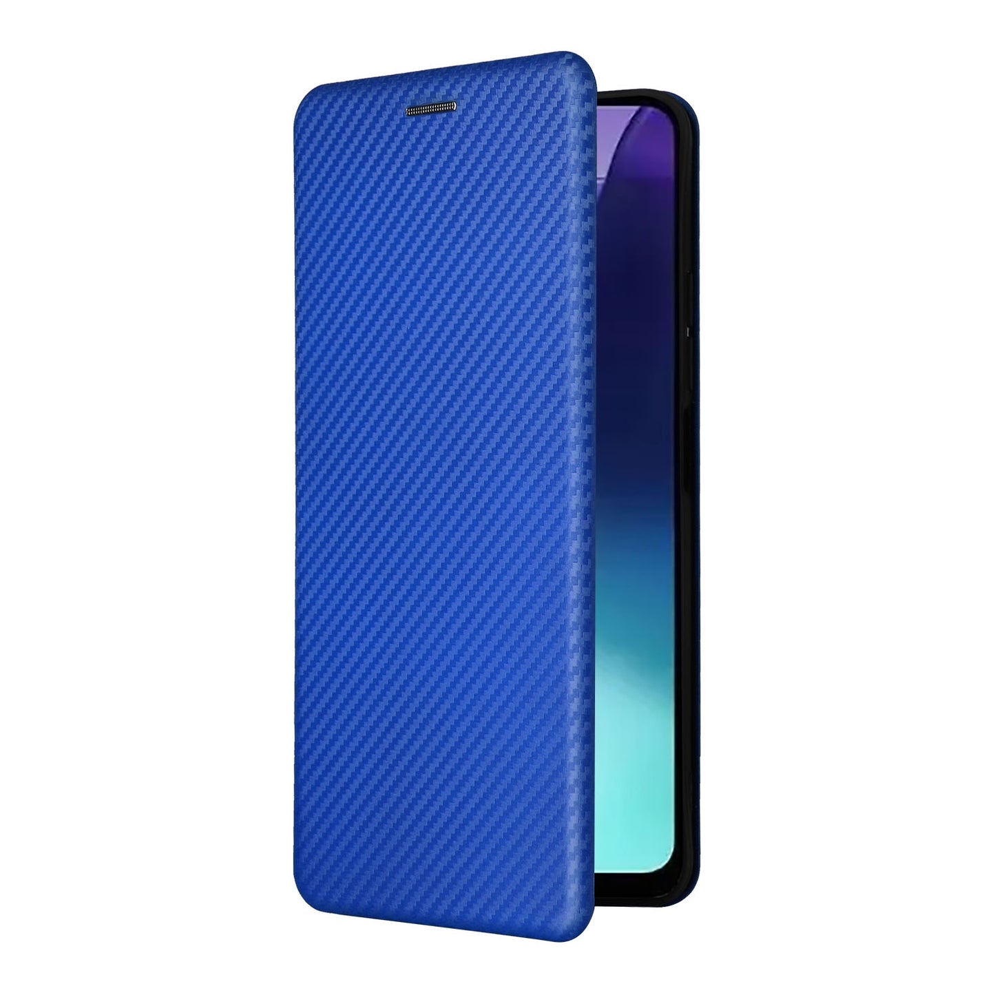 For-Redmi-14C-Carbon-Fiber-Texture-Flip-Leather-Phone-Case(Blue)